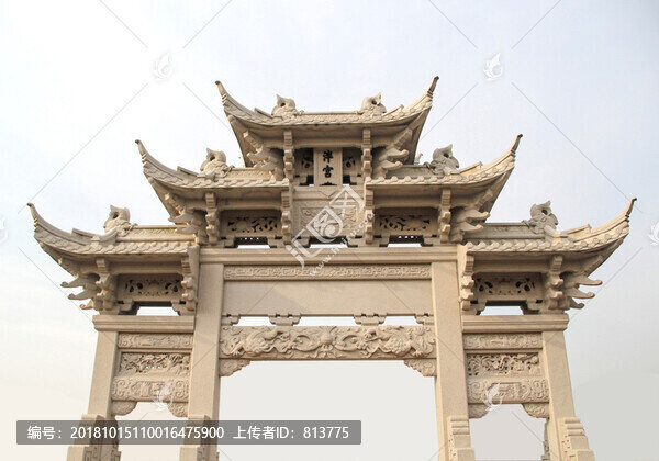 古建牌坊泮宮素材