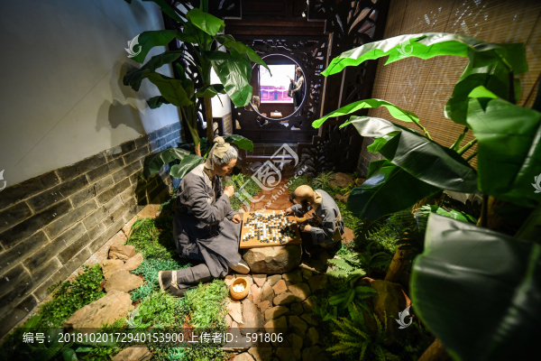 下圍棋的老人和童子
