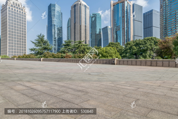 上海地磚路面和高樓大廈建筑群