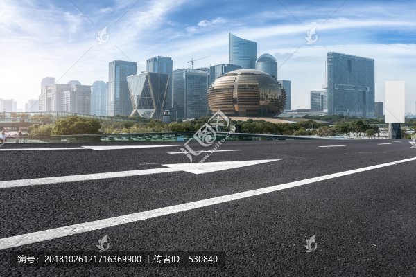 地面劃線和杭州錢(qián)江新城建筑群