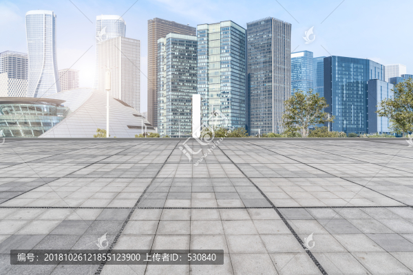 地磚地面和杭州錢江新城建筑群