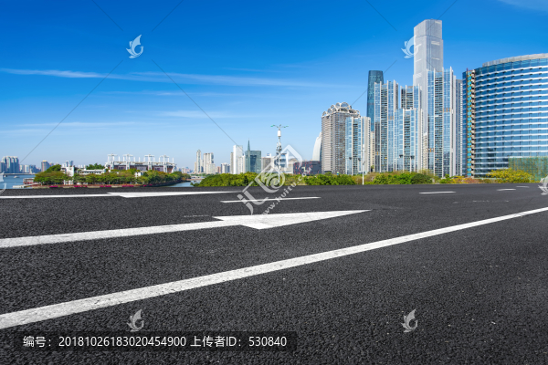 道路地面和陸家嘴金融中心