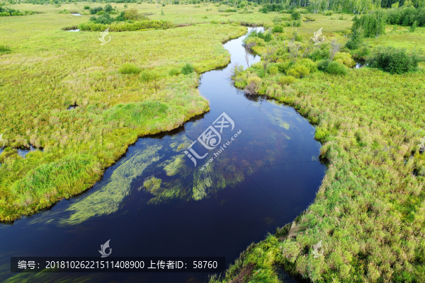 航拍森林曲水哈烏爾河