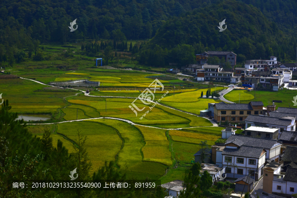 金秋高原梯田風電場
