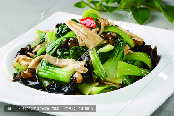 上海青炒腐竹