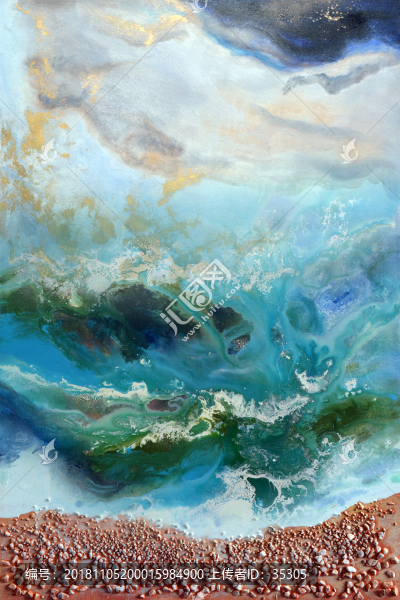 藝術(shù)海邊沙灘浪花玄關(guān)背景墻