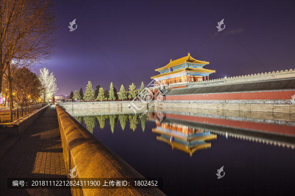 北京故宮博物院夜景