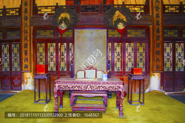 沈陽(yáng)故宮文溯閣內(nèi)桌椅屏風(fēng)