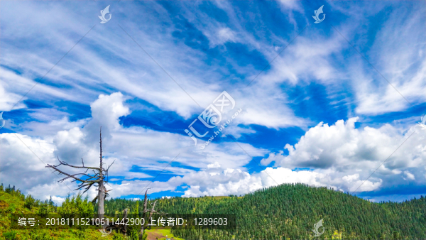 藍(lán)天白云下的青山