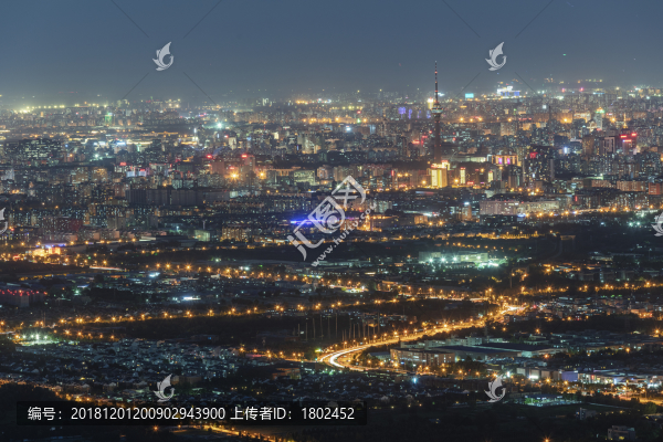 俯瞰北京城市夜景