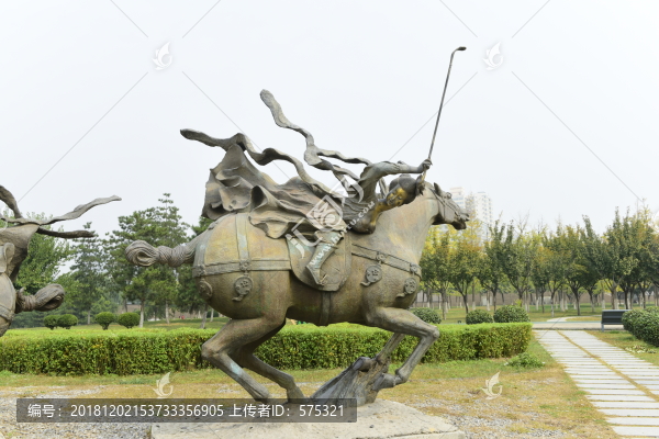 唐朝馬球雕塑