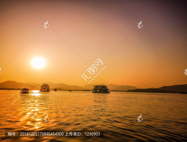 杭州西湖日落