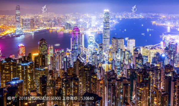 香港地標(biāo)建筑夜景