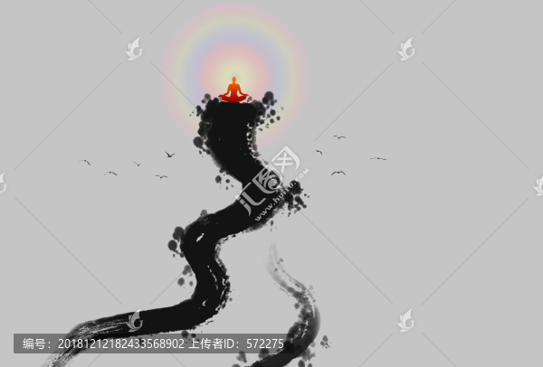 禪意佛光水墨畫(huà)