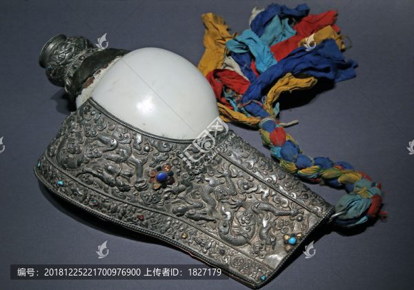 銀翅鏨龍鳳紋白海螺