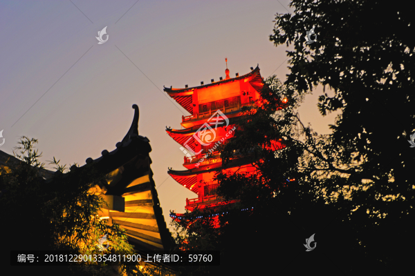 寶塔建筑夜色夜景