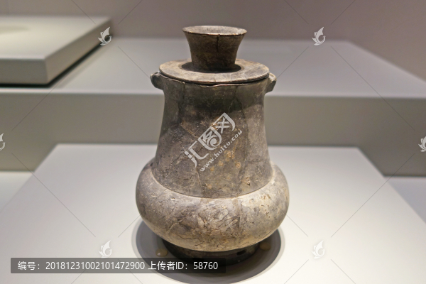 黑陶帶蓋雙鼻壺