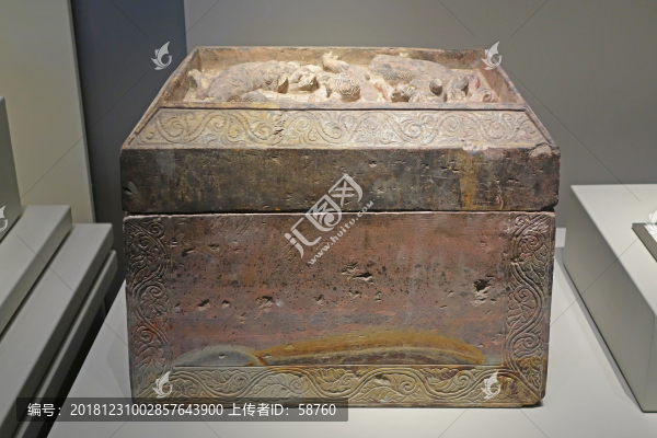 元代雙獅繡球石函