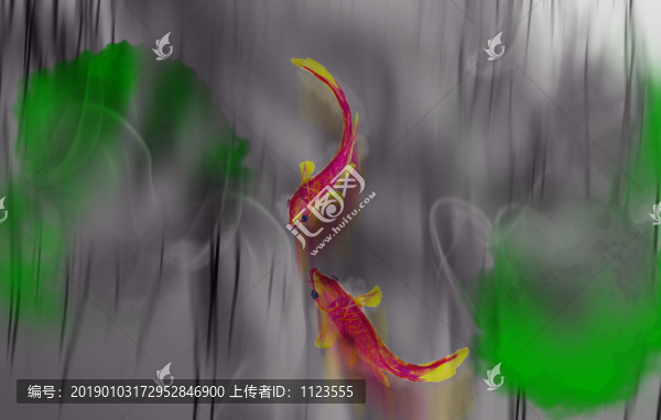 水墨金魚裝飾畫