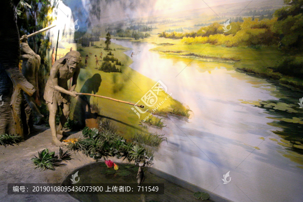 古人類(lèi)釣魚(yú)場(chǎng)景