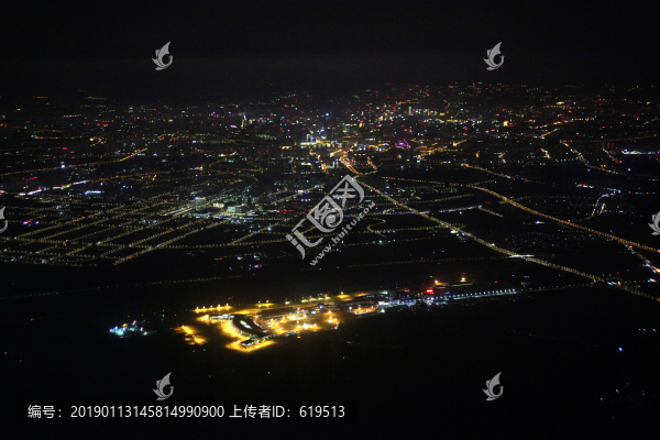 沈陽機(jī)場及沈陽市區(qū)夜景全景俯瞰