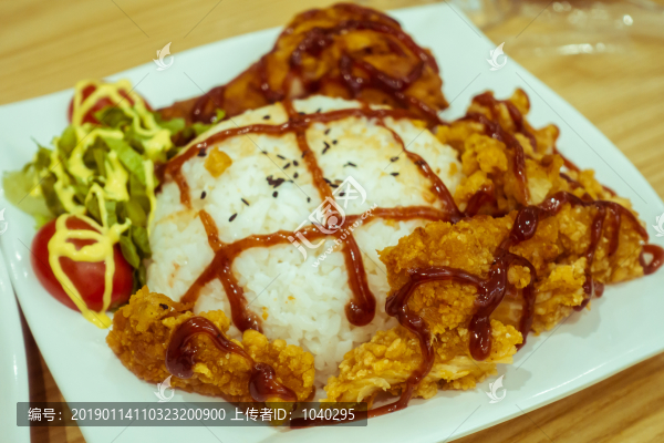 一頓包含熱量的炸雞飯