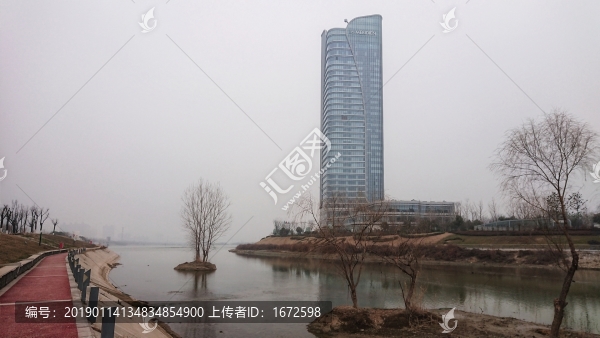西安市浐河下游河道冬日風(fēng)光