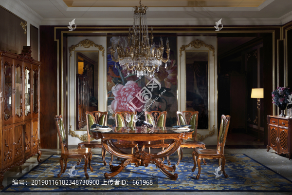 意大利宮廷長餐桌餐椅餐邊柜酒柜