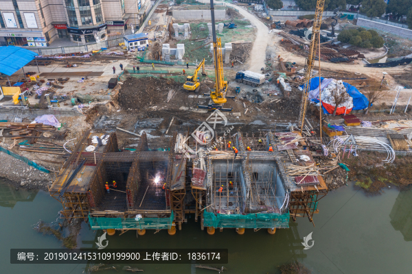 航拍建設中的南京六合龍津橋4