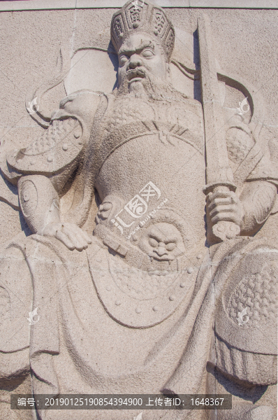 千山彌勒寶塔塔壁持劍神像浮雕