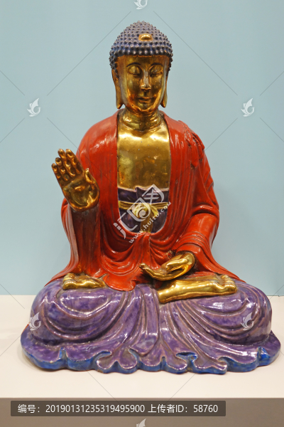 多色釉加金如來佛坐像