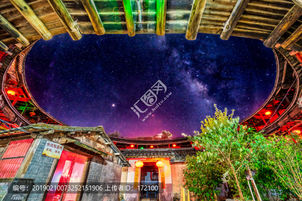 中國福建初溪客家土樓群星空