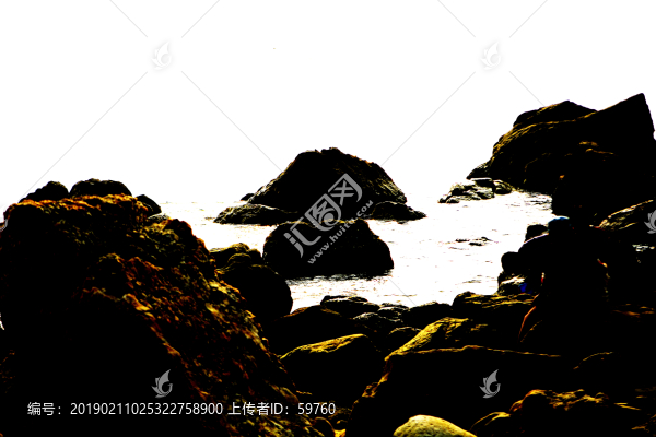 海邊礁石暮色