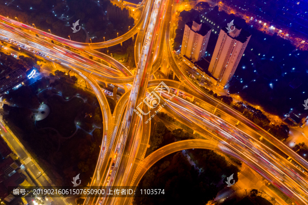 航拍上海延安東路高架橋夜景26