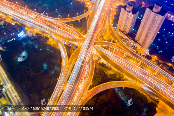 航拍上海延安東路高架橋夜景28
