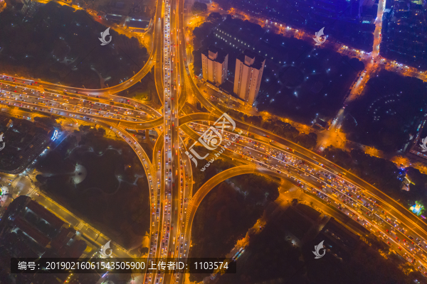 航拍上海延安東路高架橋夜景31