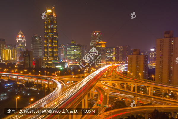 航拍上海延安東路高架橋夜景34