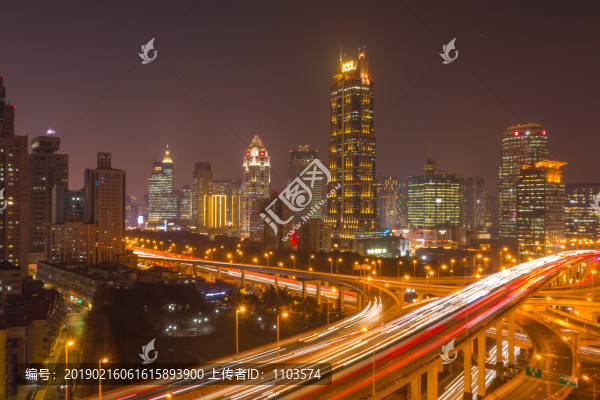 航拍上海延安東路高架橋夜景35