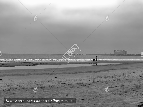 海邊風光黑白素材