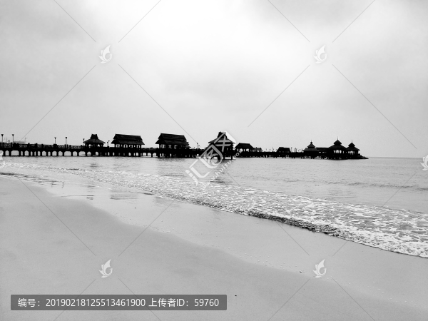 海邊風光黑白素材
