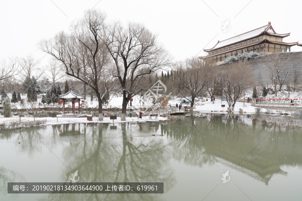 水墨園林雪景