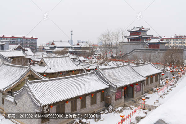 水墨古城雪景