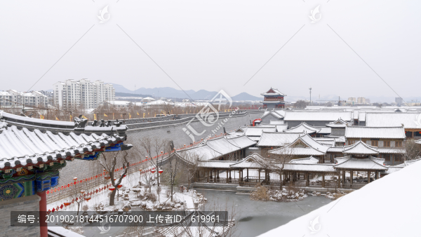 水墨古城雪景