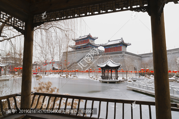 中式畫意園林水墨建筑風景