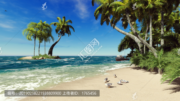 碧海藍天椰子樹