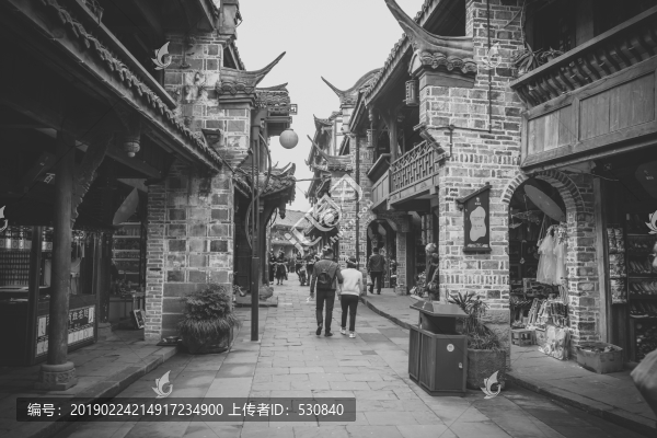 四川古鎮(zhèn)黑白照片