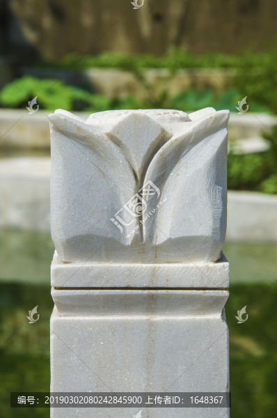 千山木魚庵圍欄方形雕花石柱頭