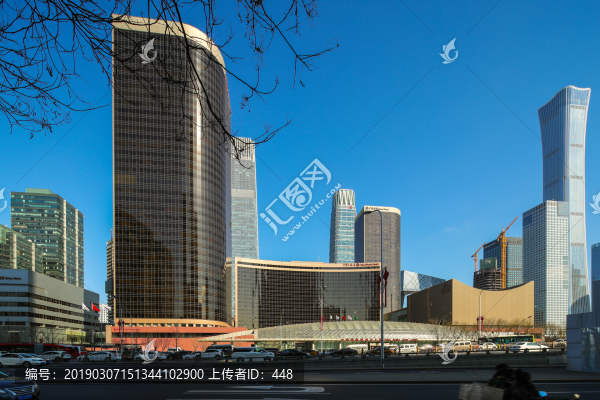 北京CBD城市建筑藍天白云