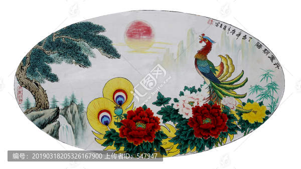 鳳凰牡丹松樹