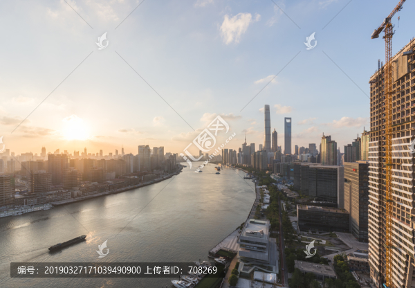 上海浦東黃浦江黃昏風(fēng)景